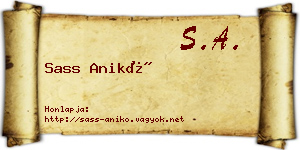 Sass Anikó névjegykártya